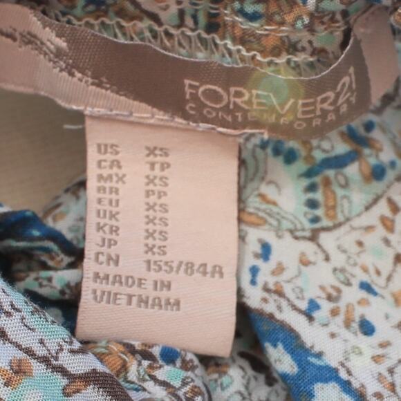 Forever21 Women's Boho Peasant Blouse Embroidered Paisley Print Size XS - Picture 11 of 11